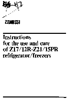 Refrigeradores Zanussi 12R-Z21 Manual de uso y cuidado