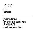 Lavadoras Zanussi ZI959T Manual de uso y cuidado